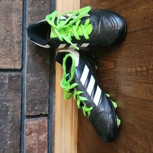 Kids Size 1 Adidas black and green soccer cleats
